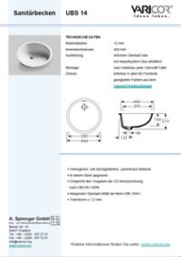 Varicor Waschbecken Modell UBS 14