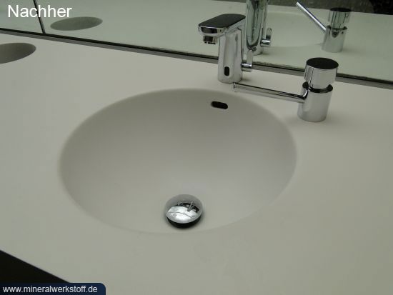 Varicor Aufarbeitung von Mineralwerkstoff Waschtischen Nachher 1
