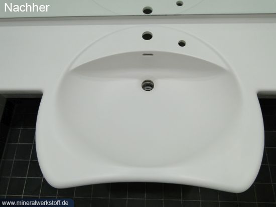 Varicor Aufarbeitung von Mineralwerkstoff Waschtischen Nachher 4