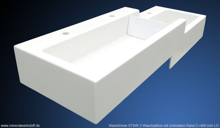 STWR 3 Waschplätze mit schmalem Rand C=400mm LO