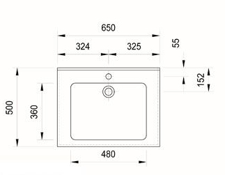 Varicor Waschbecken Jerico integra Technische Zeichnung 3