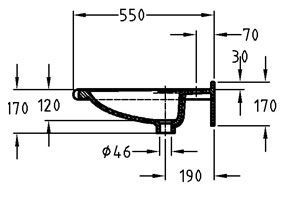 Waschtisch unterfahrbar Zeichnung 3